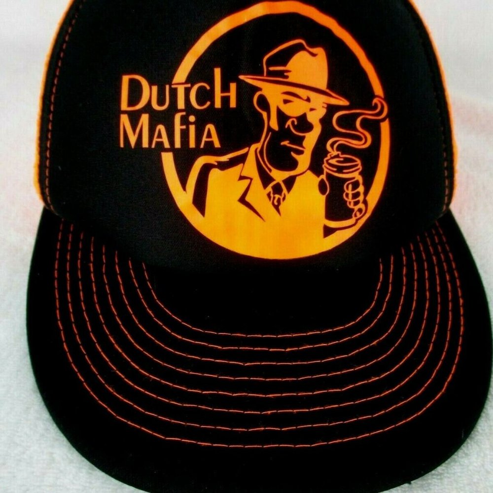Dutch Bros Mafia Mesh Baseball Cap Neon Orange